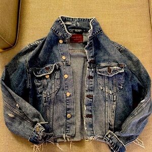 Zara cropped denim jacket.